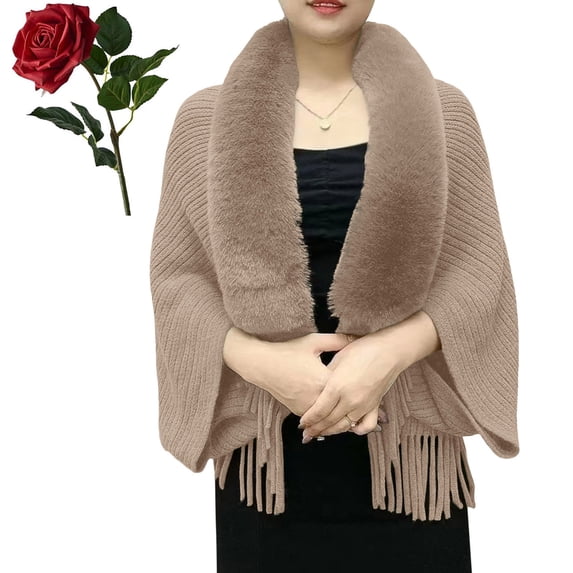 Permitime Shawl Knitting Thick Women's Loose Shawl With Collar Soft Warm Knitted Shawls & Wraps Women's Scarves Wraps Cover up for Dresses Formal Womens Shawl Wrap Scarf Jackets Blanket Jackets for