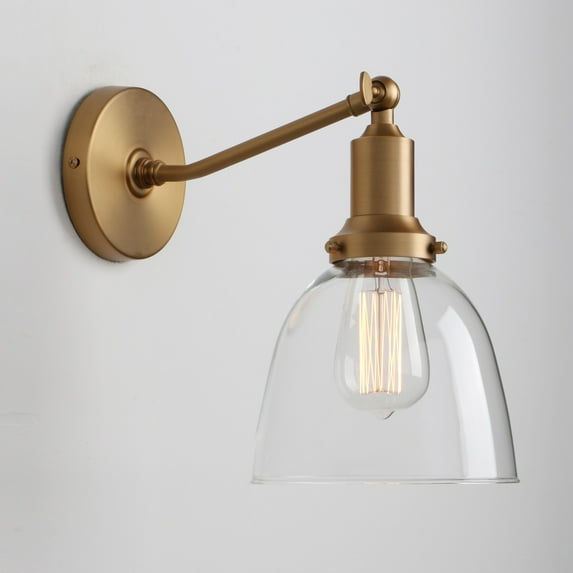 Permo Industrial Slope Arm LED Antique Bathroom Wall Sconce with Clear Glass