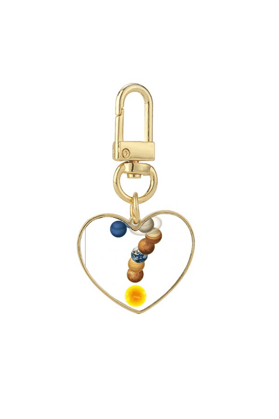 Permutation Combination Planetary Question Marks Gold Heart Keychain Metal Keyring Holder