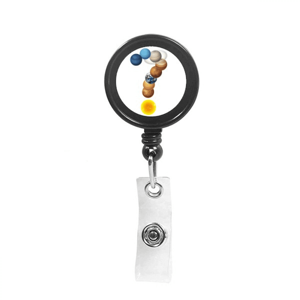 Permutation Combination Planetary Question Marks Retractable Keychain Badge Holder ID Badge