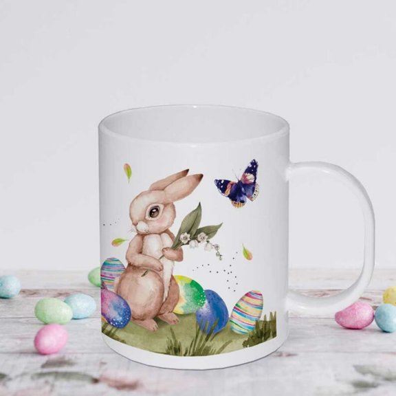Pernalised Easter Mug - Pernalised Melamine Mug - Rabbit with Eggs Mug.jpg