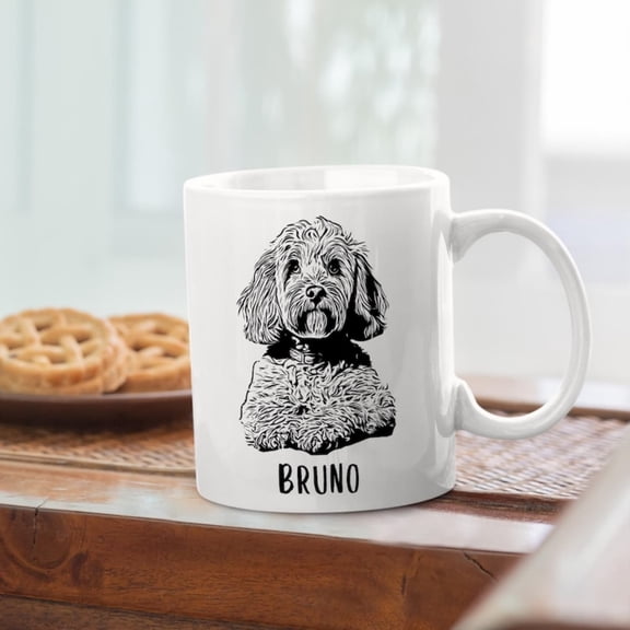 Pernalised Pet Sketch , Pet Sketch Coffee , Pet Sketch Tea Cups, Custom Pet Sketch , Customised Mug and Wo.