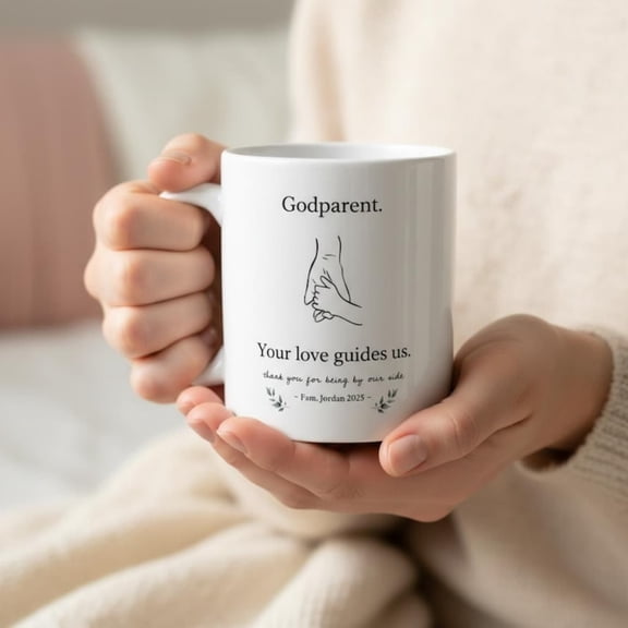 Pernalized Godparent Mug, Godmother Gift, Godfather Mug, Bapti Tk You, Custom Name , Gift from Gohild, Minimalist Keepsake Gift.