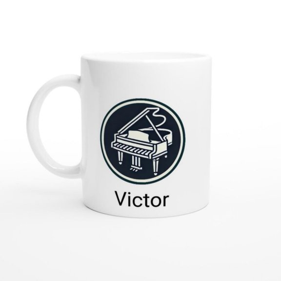 Pernalized Pianist Mug Custom Name Piano Logo Ceramic Cup.