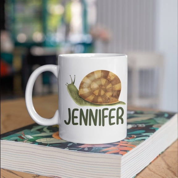 Pernalized Snail Name Mug, Coffee Mug, Cute Snails Pernalized Gif, Custom Tumbler, Travel Mug Beer n Holder Cooler.