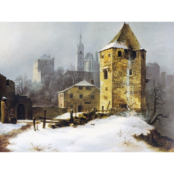 Pernhart Althofen In Winter Town Winter Painting Extra Large XL Wall Art Poster Print