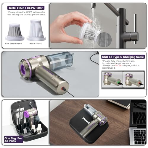 PeroBuno Air Duster for PC, 200000RPM Compressed Air, Mini Vacuum 2in