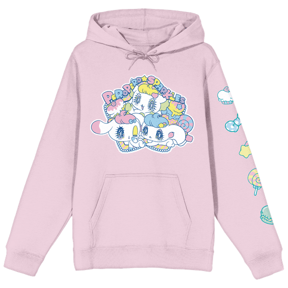 PeroPero Sparkles Characters On Star Long Sleeve Cradle Pink Adult Hooded Sweatshirt-Large