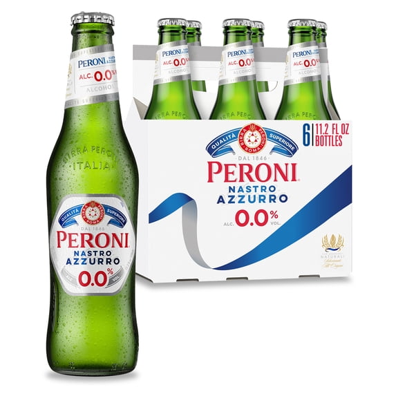 Peroni Nastro Azzurro 0.0, 6 Pack, 330 ML Glass Bottles, 0% ABV