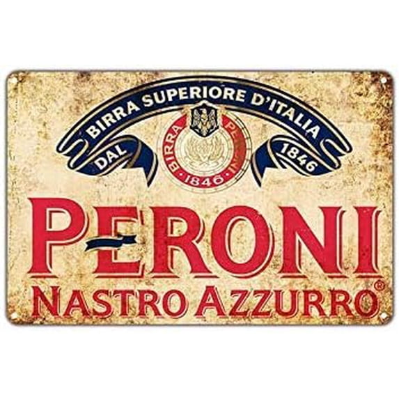 Peroni Nastro Azzurro Beer 1846 Vintage Wall Art Metal Bar Pub Italia Brewery metal Tin Sign 8x12 Inch