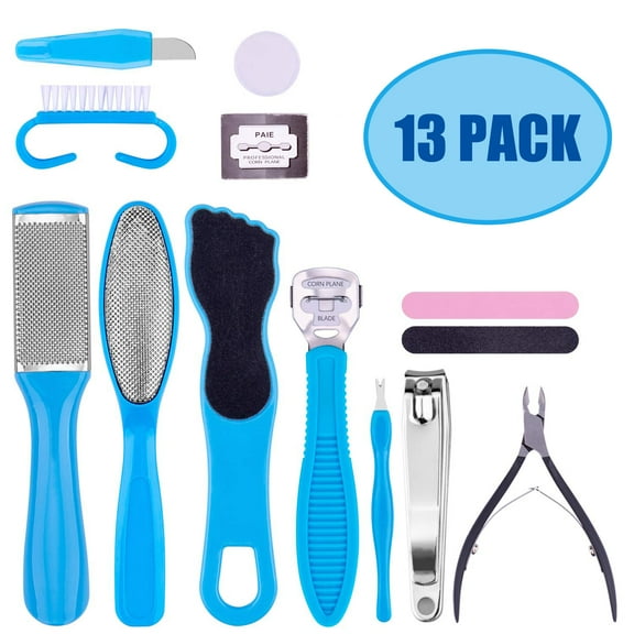 Peroptimist 13 Pieces Professional Pedicure Tools Set, Stainless Steel Foot Rasp Peel Nail Toenail Clipper Care Kit