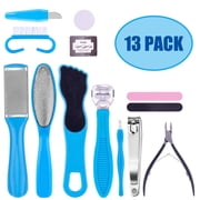 Peroptimist 13 Pieces Professional Pedicure Tools Set, Stainless Steel Foot Rasp Peel Nail Toenail Clipper Care Kit