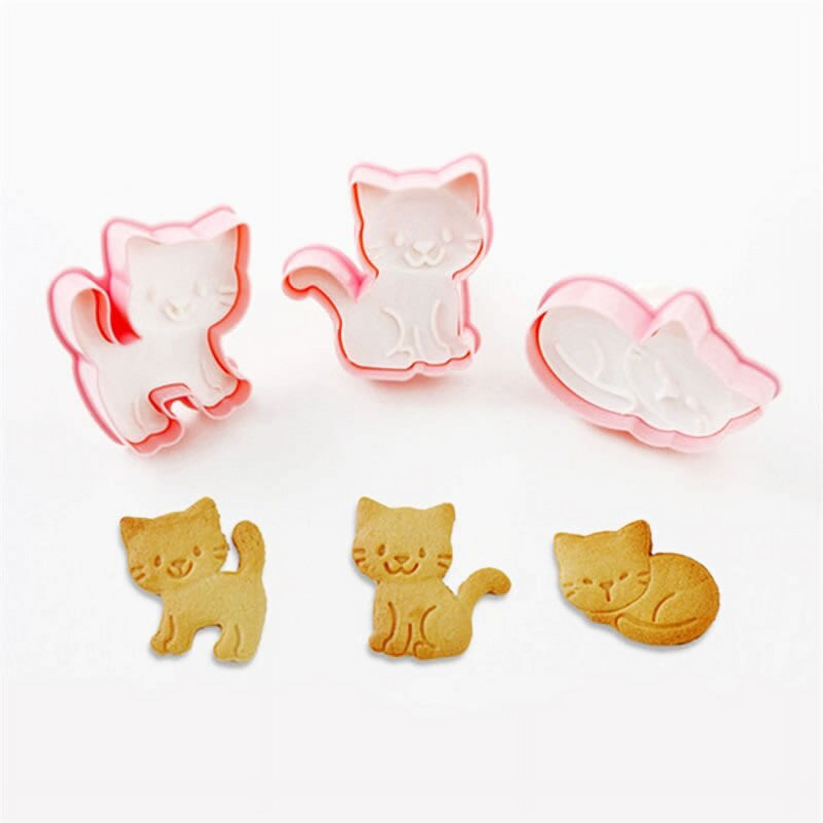 Peroptimist 3PCS Cat Kitten Cookie Molds Fondant Cutter Biscuit Cutter Cake Pastry Mold Cake Decoration Kitchen DIY Baking Supplies