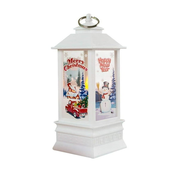 Peroptimist  Christmas Reindeer Snowman Santa Lantern, Hanging LED Light Holiday Snow Vintage Portable Lighted Globe Lantern Ornaments Craft for Home Desktop, Outdoor, Office, Restaurant Decoration