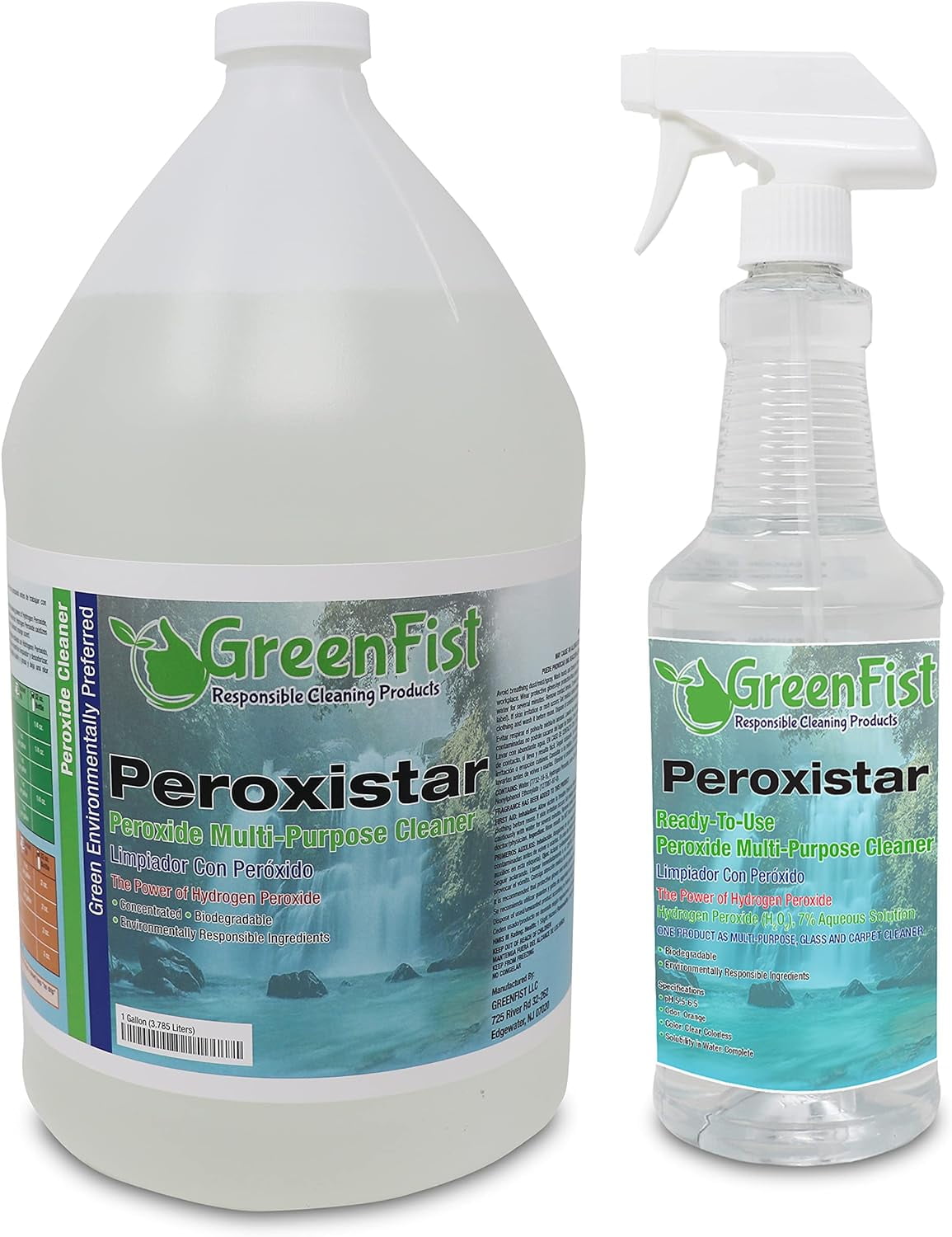 PeroxiStar Hydrogen Peroxide All Purpose (Glass, Carpet,Stain Remover) Cleaner (1 Gal Concentrated & 32 oz Ready to Use)