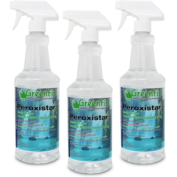 PeroxiStar Hydrogen Peroxide All Purpose (Glass, Carpet,Stain Remover) Cleaner (1 Quart, 32 oz - 3 PACK)