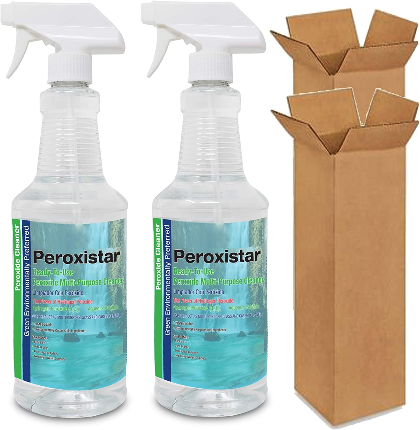 PeroxiStar Hydrogen Peroxide All Purpose (Glass, Carpet,Stain Remover) Cleaner (32 oz Sprayer 2