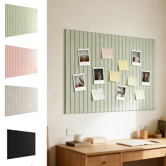 Perpendicular Fluted Fabric Bulletin Board Peel and Stick Pin Board • No Nails Photo Note Display Panel • Home Office Living Room Entryway Wall Décor