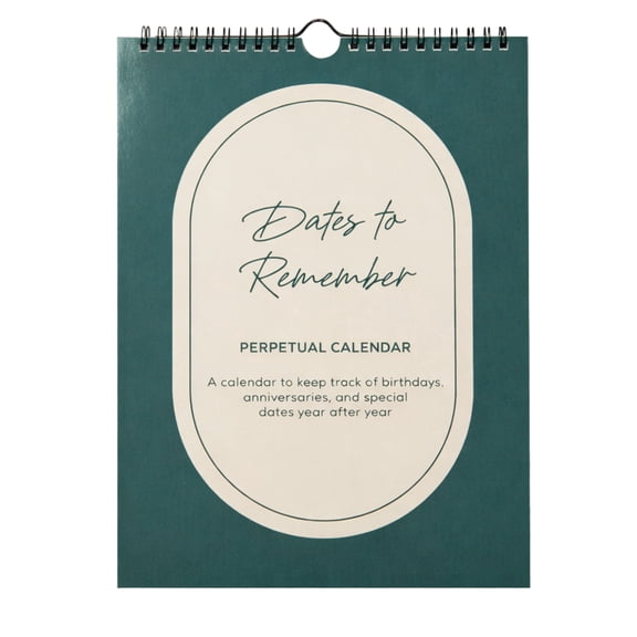 Perpetual Calendar - Extra Large with 3 Lines Per Day - Dates to Remember Wall Calendar - 8.5x11" - Earth Tones