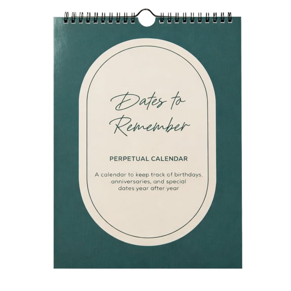 Perpetual Calendar - Extra Large with 3 Lines Per Day - Dates to Remember Wall Calendar - 8.5x11" - Earth Tones