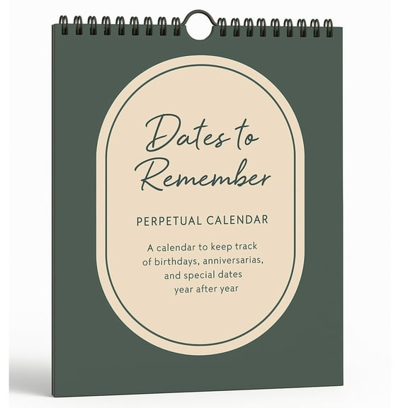 Perpetual Calendar - Extra Large with 3 Lines Per Day - Dates to Remember Wall Calendar - 8.5x11" - Earth Tones