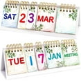 thumbnail image 1 of Perpetual Calendar Flip Desktop Boho Calendar with Day Date Month and Note for Office Plan Schedule Classroom Supply Home Kitchen Decor 8 x 2.7 Inches, 1 of 9