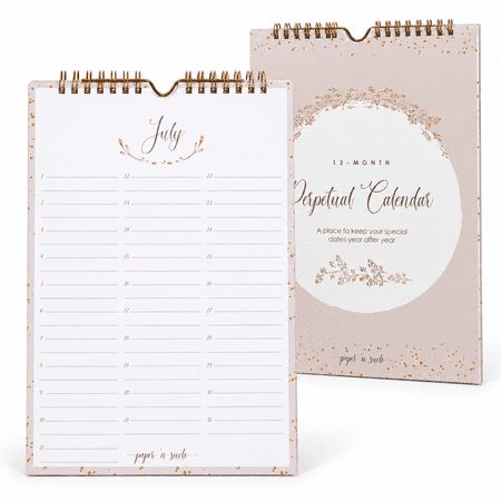 Perpetual Calendar for Birthdays and Anniversaries -12 Months - 7x10" - Important & Special Days Birthday Wall Calendar