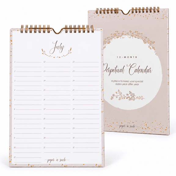Perpetual Calendar for Birthdays and Anniversaries -12 Months - 7x10" - Important & Special Days Birthday Wall Calendar
