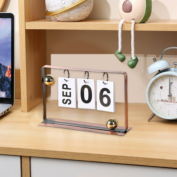 Perpetual Desk Calendar, Daily Flip Calendar, Vintage Desktop Standing Calender, Daily Flip Aesthetic Desk Accessories for Home Office Decor