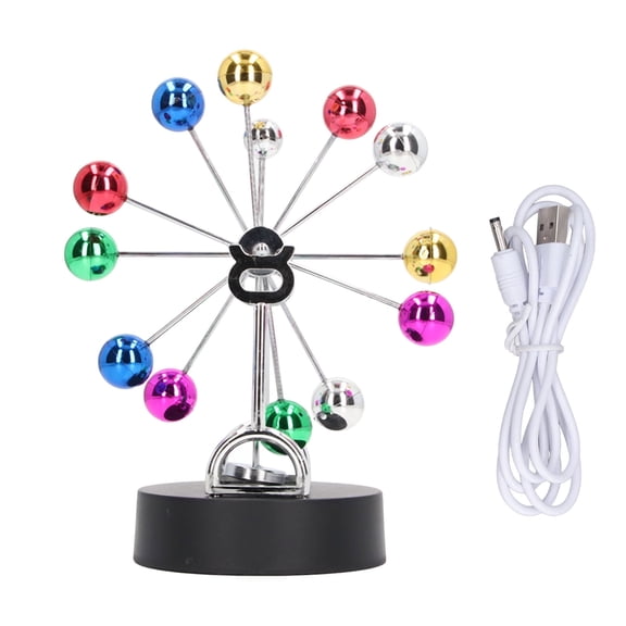 Perpetual Motion Ferris Wheel with Revolving Colorful Metallic Balance Balls Perpetual USB Perpetual Motion Desk Toy Dual Use Ferris Wheel Balance Toy Tabletop Decorative Ornaments Home Decoration