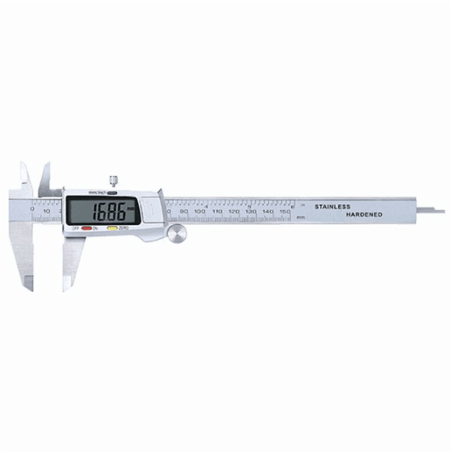 Perpetual PMU Silver 6 Inch Digital Caliper - 150mm Stainless Steel Vernier Caliper with Large LCD Screen, High Precision Micrometer Measuring Tool for Depth, Inner, Outer Diameter & Step