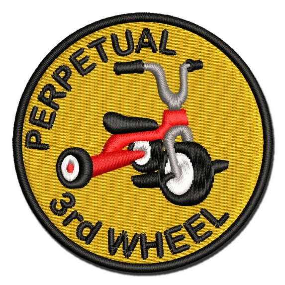 Perpetual Third Wheel Tricycle Friends Applique Multi-Color Embroidered Iron-On Patch - 3.5 Inch Large