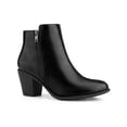 thumbnail image 1 of BLISSFUL STEP Women's Ankle Boots Mid Height Chunky Heel Round Toe Two Zipper Booties Black 6.5, 1 of 7