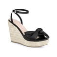 thumbnail image 1 of BLISSFUL STEP Bow Knot Open-Toe Sandal Platform Buckle Slingback Strap Sandals for Women Black (Size 6), 1 of 7