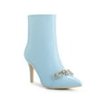 thumbnail image 1 of BLISSFUL STEP Bow Rhines Stiletto Heels Ankle Boots for Women Sky Blue 6.5, 1 of 4