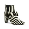 thumbnail image 1 of BLISSFUL STEP Women's Ankle Boots Pointed Toe Chunky Heel Side Zipper Stripe Bow Boots Black 6, 1 of 6