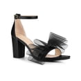 thumbnail image 1 of BLISSFUL STEP Mother's Day Women's Strappy Bow Tie Block High Ankle Heel Sandals Black 8.5, 1 of 6