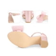 thumbnail image 1 of BLISSFUL STEP Women's Strappy Bow Tie Block High Ankle Heel Sandals Pink 7, 1 of 5