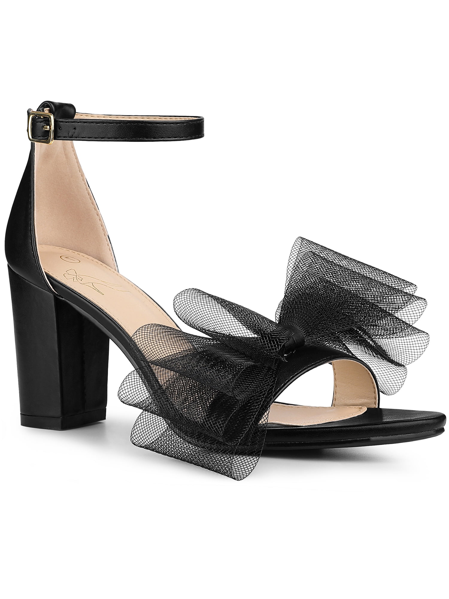 Perphy Bow Tie Ankle Strap Chunky High Heels Sandals for Women