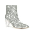 thumbnail image 1 of BLISSFUL STEP Women's Ankle Boots Clear Block Heel Sparkly Glitter Pointed Toe Boots Silver 7, 1 of 8