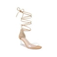 thumbnail image 1 of BLISSFUL STEP Clear Strap Lace Up Open Toe Clear Wedges Heel Sandals for Women Nude 11, 1 of 7