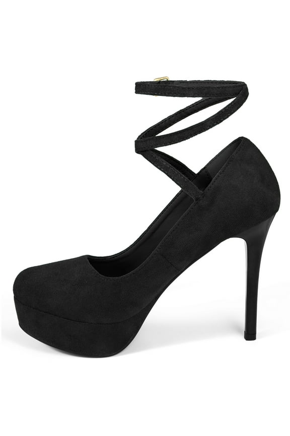 cross lace up Stiletto Heels platform pumps for Women Black 6