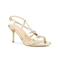 thumbnail image 1 of BLISSFUL STEP Crystal Open Toe Stiletto High Heel Sandals for Women Gold (Size 8), 1 of 7