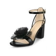 thumbnail image 1 of BLISSFUL STEP Floral Open Toe Block High Heel Sandals for Women Black 7, 1 of 6