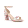 thumbnail image 1 of BLISSFUL STEP Women's Shoes Floral Printed Chunky Heel Ankle Strap Open Toe Block Heel Dress Sandals Red Flower 7, 1 of 7
