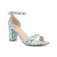 thumbnail image 1 of BLISSFUL STEP Women's Shoes Floral Printed Chunky Heel Ankle Strap Open Toe Block Heel Dress Sandals Blue 5.5, 1 of 6