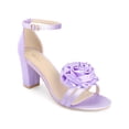 thumbnail image 1 of BLISSFUL STEP Flower Heel Open Toe Ankle Strap Block Heels Sandals for Women Purple (Size 6), 1 of 7