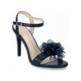 thumbnail image 1 of BLISSFUL STEP Flower Open Toe Ankle Strap Slingback Stiletto Heel Sandals for Women Dark Blue 6, 1 of 7