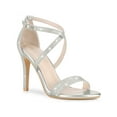 thumbnail image 1 of BLISSFUL STEP Glitter Crisscross Strap Stiletto High Heels Sandals for Women Silver 7, 1 of 4