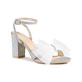 thumbnail image 1 of BLISSFUL STEP Glitter Heel Mesh Bow Block High Heel Sandal for Women Silver 9.5, 1 of 6